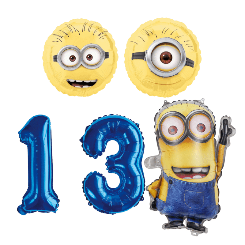 Minions 13th Birthday Party Foil Balloon Set Blue Yellow Kids