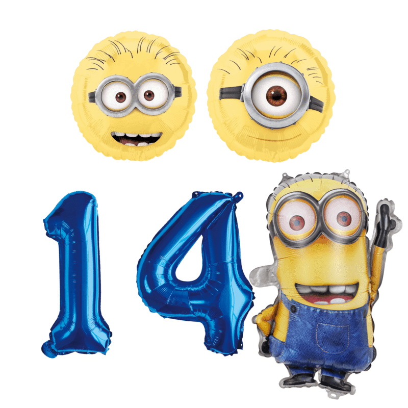 Minions 14th Birthday Party Foil Balloon Set Blue Yellow Kids