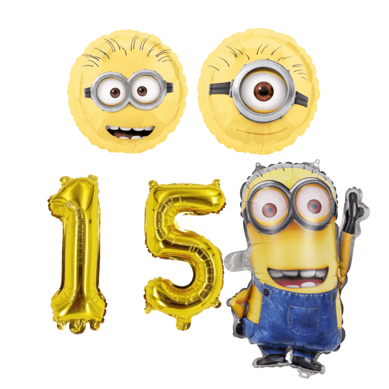 Minions 15th Birthday Party Foil Balloon Set Gold Yellow Kids