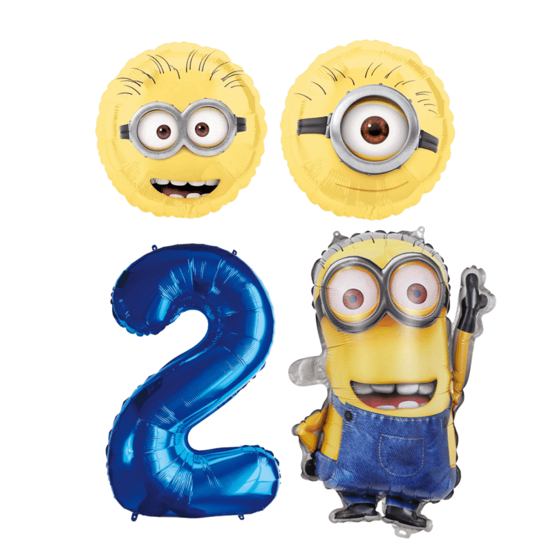 Minions 2nd Birthday Party Foil Balloon Set Blue Yellow Kids