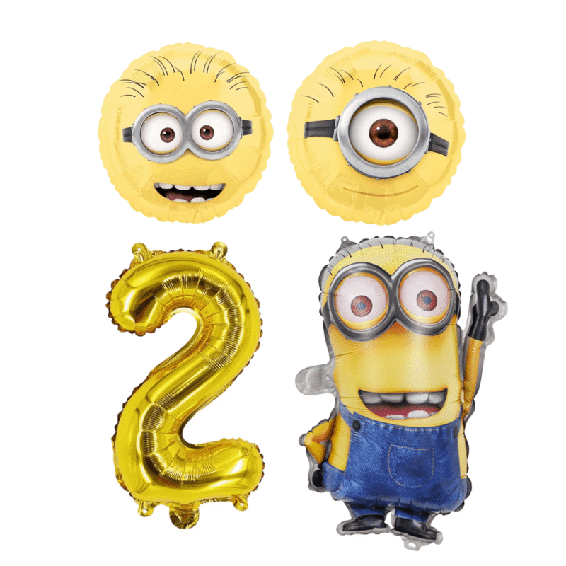 Minions 2nd Birthday Party Foil Balloons Set Gold Yellow Kids
