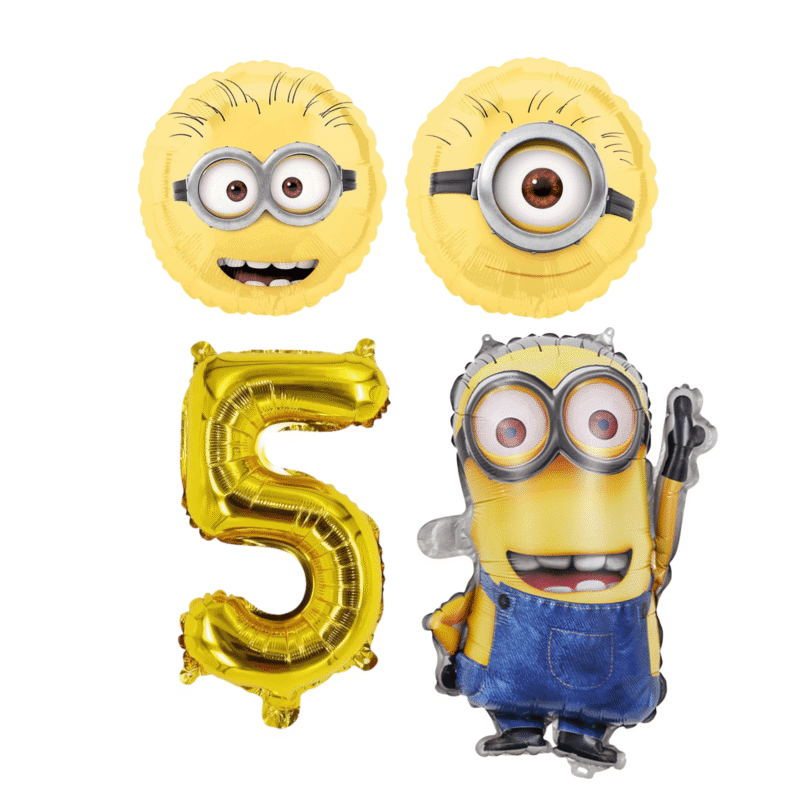 Minions 5th Birthday Party Foil Balloons Gold Yellow Kids