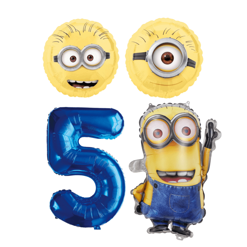 Minions 5th Birthday Party Foil Balloons Number Set Yellow Blue Kids