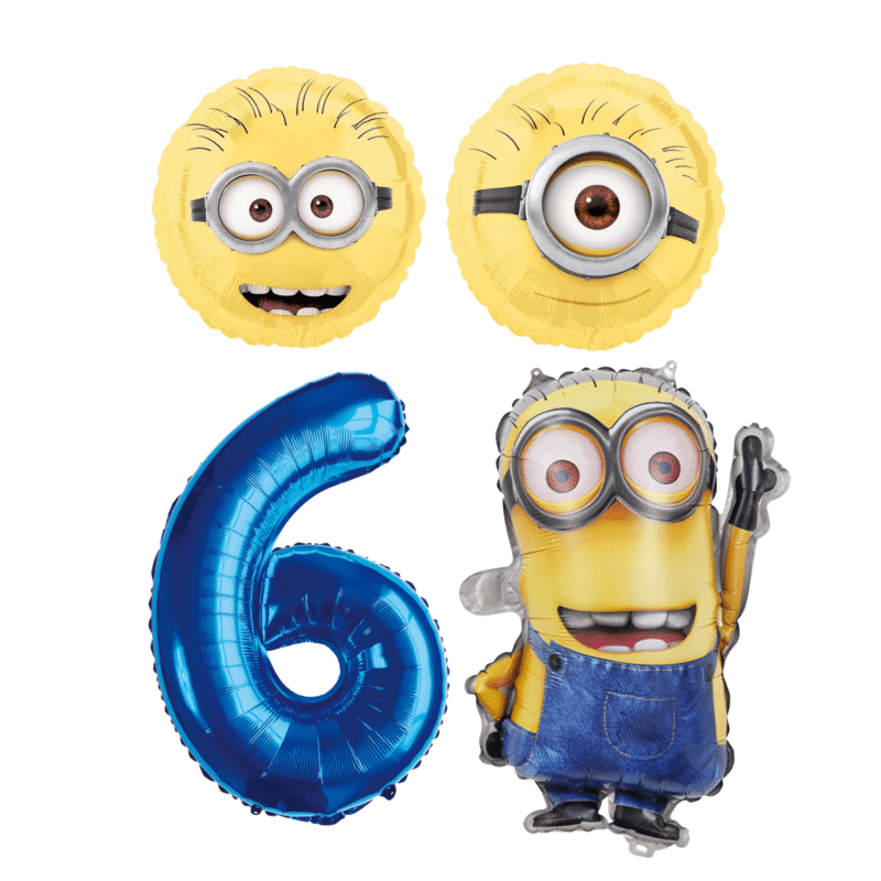 Minions 6th Birthday Party Foil Balloon Set Blue Yellow Kids