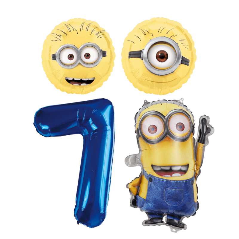 Minions 7th Birthday Party Foil Balloon Set Blue Yellow Kids