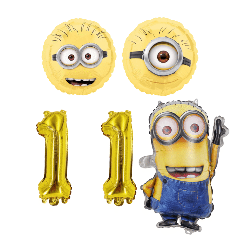 Minions Birthday Party Foil Balloon Set Number 11 Gold Yellow Kids