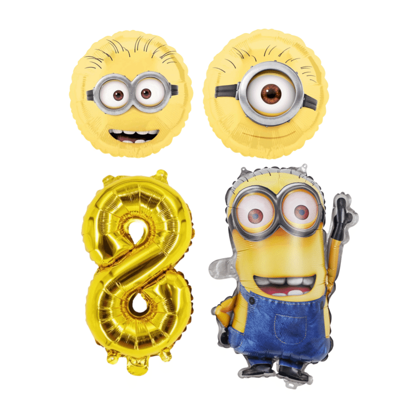 Minions Birthday Party Foil Balloon Set Number 8 Gold Yellow Kids