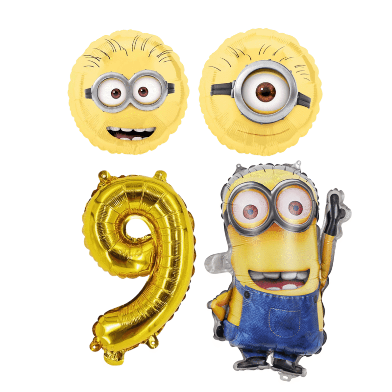 Minions Birthday Party Foil Balloons Number 9 Gold Yellow Kids