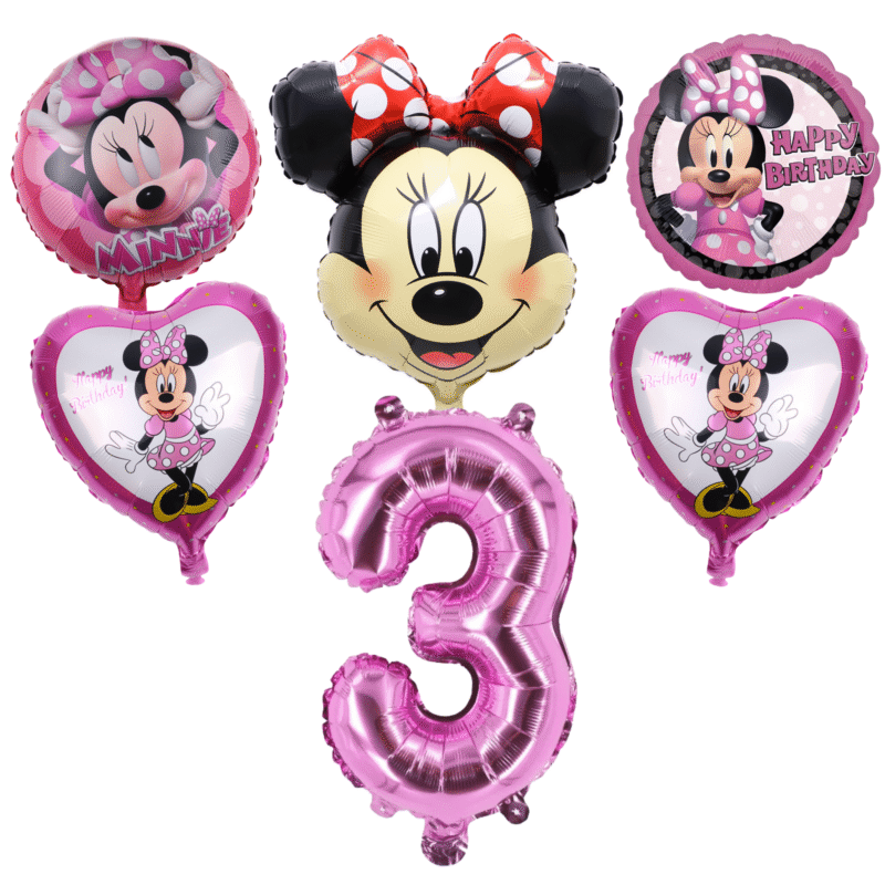 Minnie Mouse 3rd Birthday Party Balloons Set Pink Foil balloons