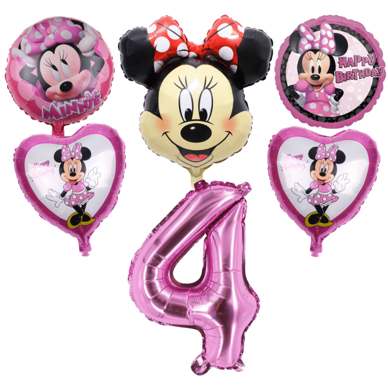 Minnie Mouse 4th Birthday Party Balloons Pink Foil Set balloons