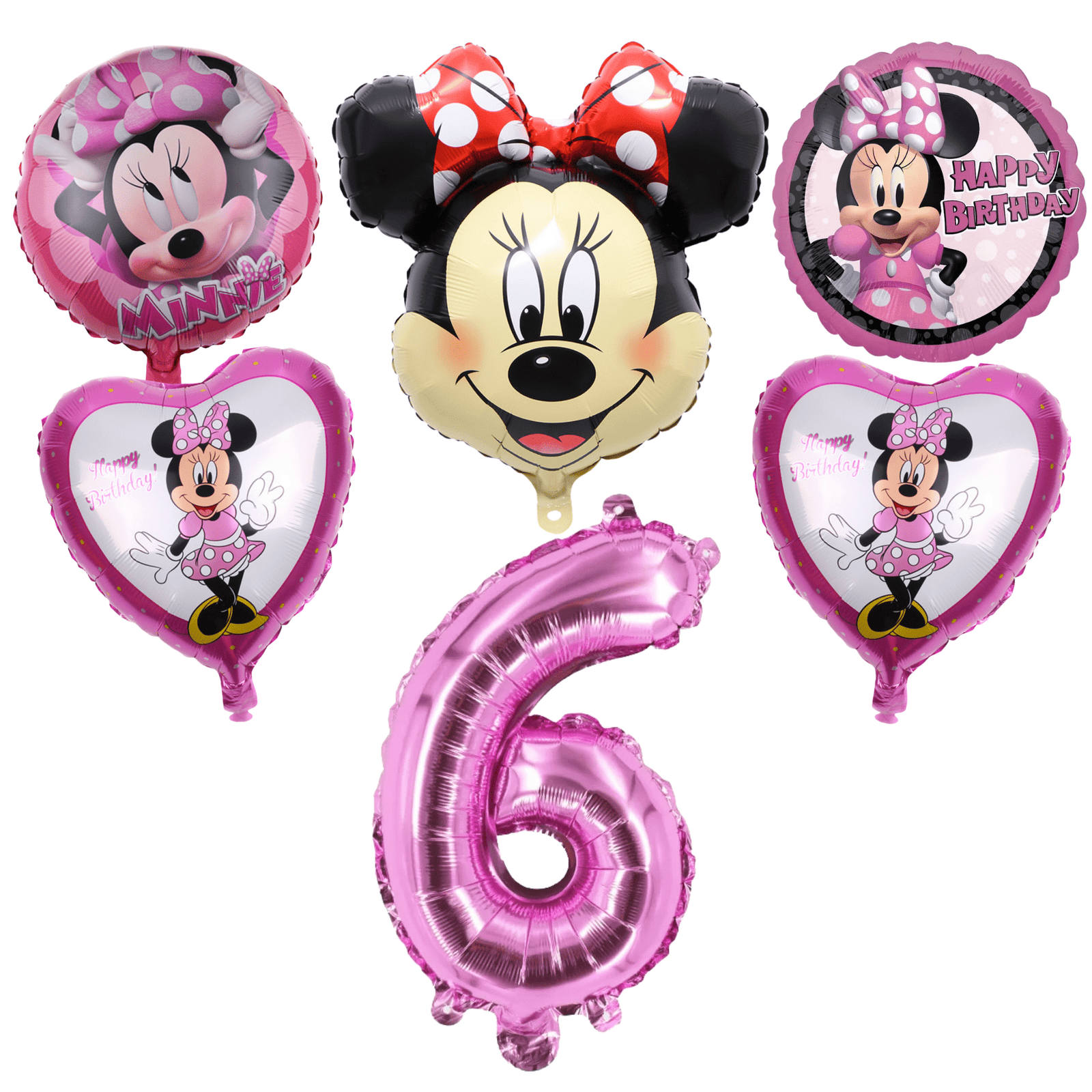 Minnie Mouse 6th Birthday Party Balloons Pink Foil Set balloons