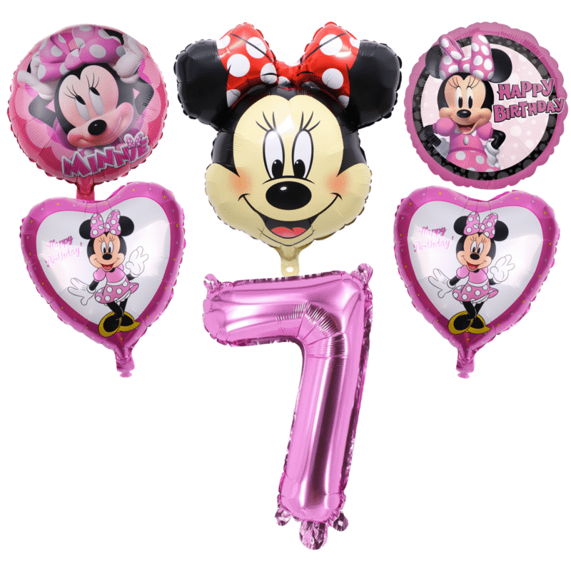 Minnie Mouse 7th Birthday Party Balloons Pink Foil Set balloons