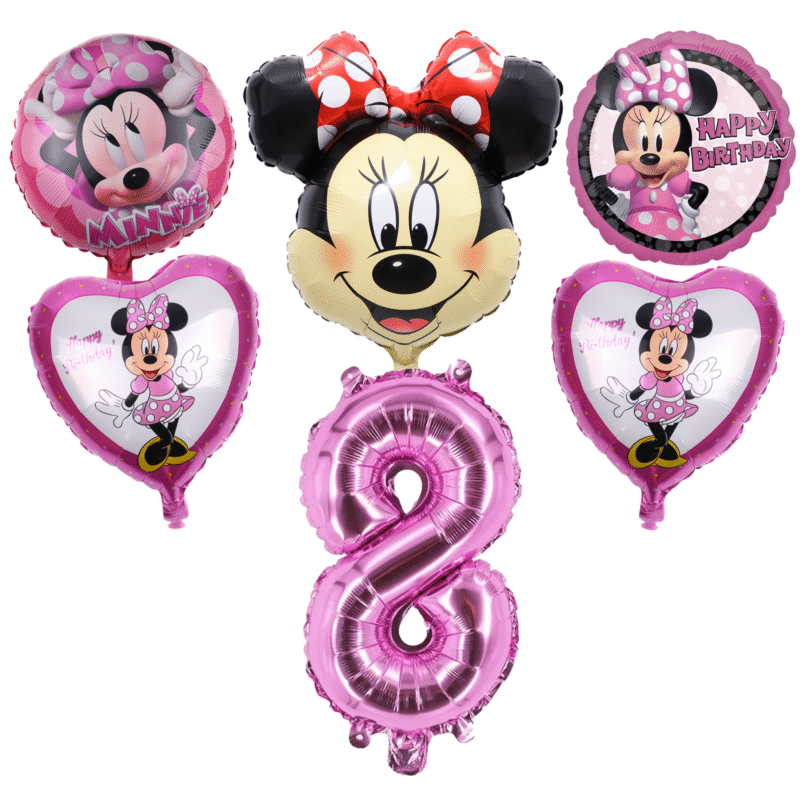 Minnie Mouse 8th Birthday Party Balloons Set Pink Foil balloons