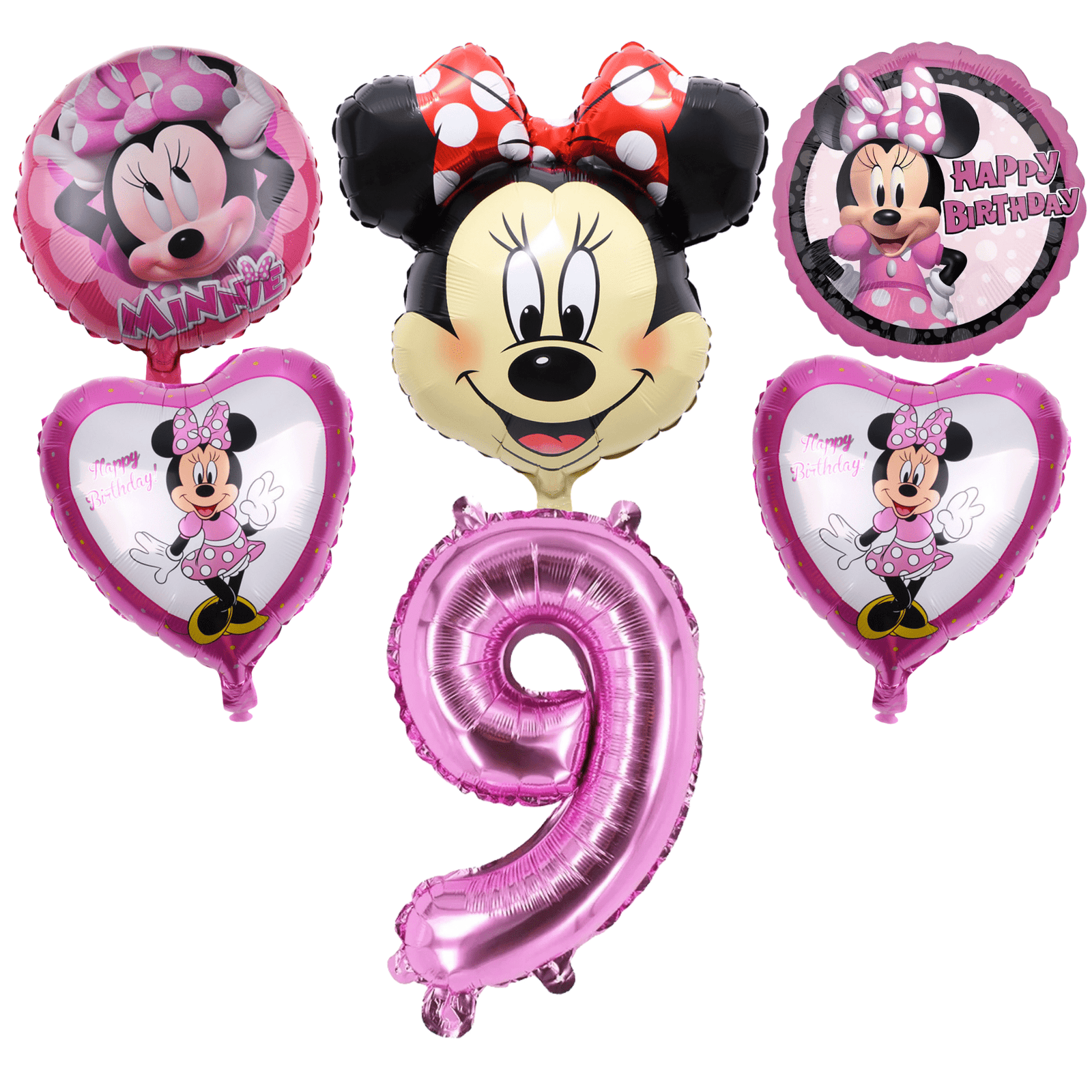 Minnie Mouse 9th Birthday Party Balloons Pink Foil Set balloons