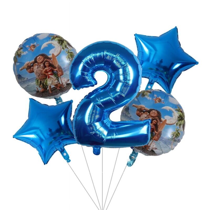 Moana 2nd Birthday Foil Balloon Bouquet Blue Party Set Balloons