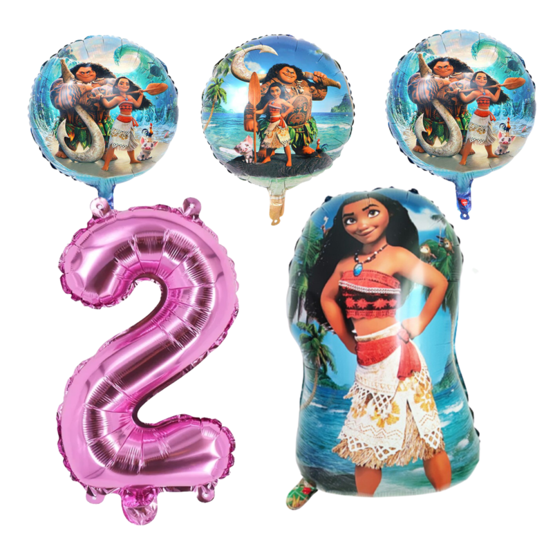 Moana 2nd Birthday Party Foil Balloon Set Number 2 Pink Blue Kids