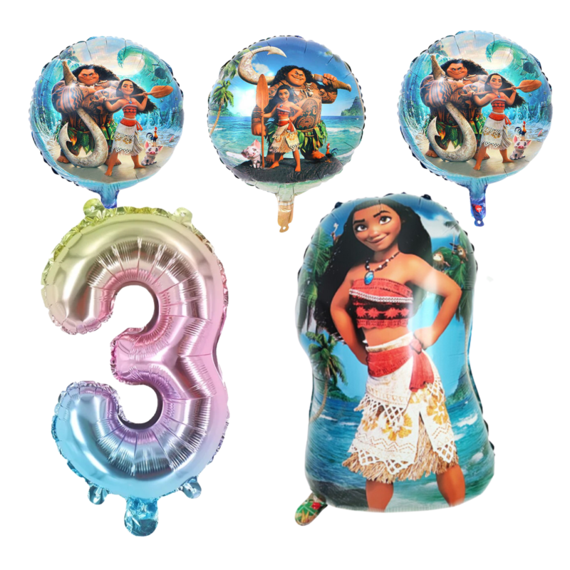 Moana 3rd Birthday Party Foil Balloons Set Number 3 Kids