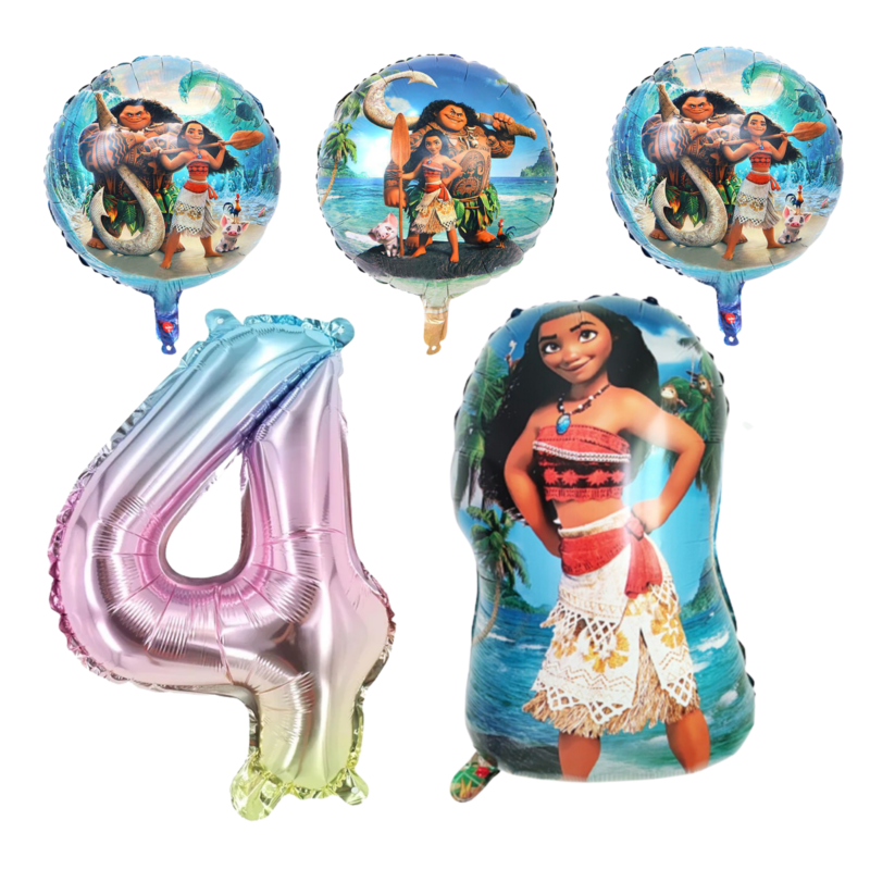 Moana 4th Birthday Party Foil Balloon Set Number 4 Kids