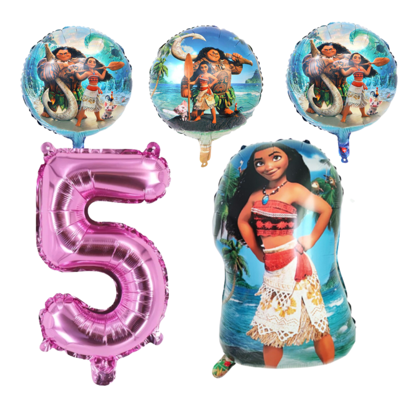 Moana 5th Birthday Party Foil Balloon Set Pink Blue Kids
