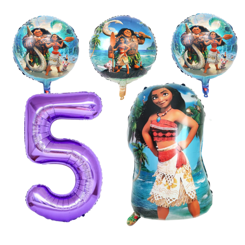 Moana 5th Birthday Party Foil Balloons Purple Number Set