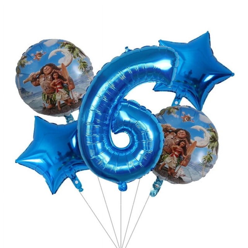 Moana 6th Birthday Party Balloon Set Blue Foil Number Star Kids Balloons