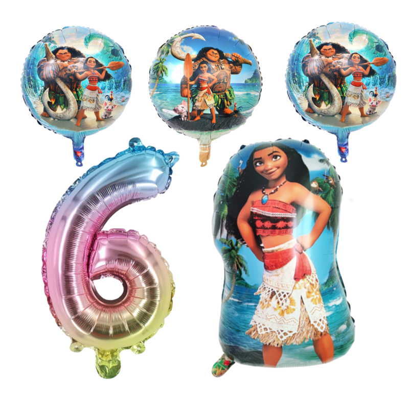 Moana 6th Birthday Party Foil Balloons Set Number 6 Girl