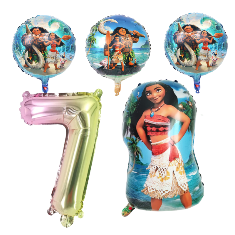 Moana 7th Birthday Party Foil Balloon Set Number 7 Kids