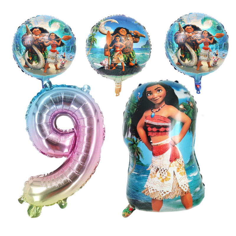 Moana 9th Birthday Party Foil Balloon Set Number 9 Kids