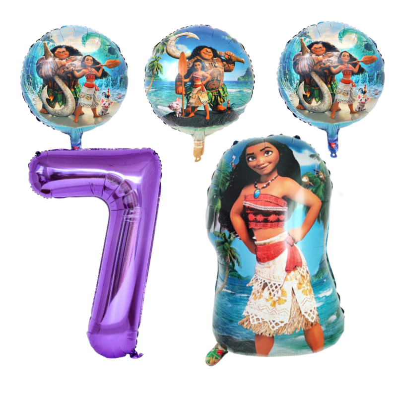 Moana Birthday Party Balloons Number 7 Foil Purple Ocean Kids