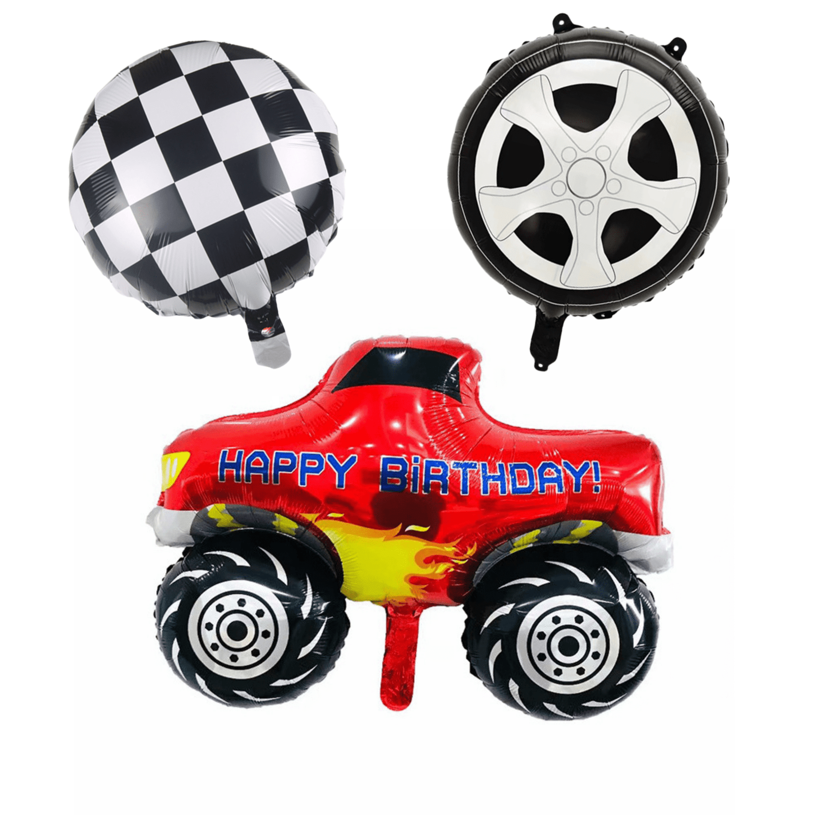 Monster Truck Birthday Balloon Set with Racing and Wheel Balloons for Kids Party Decorations