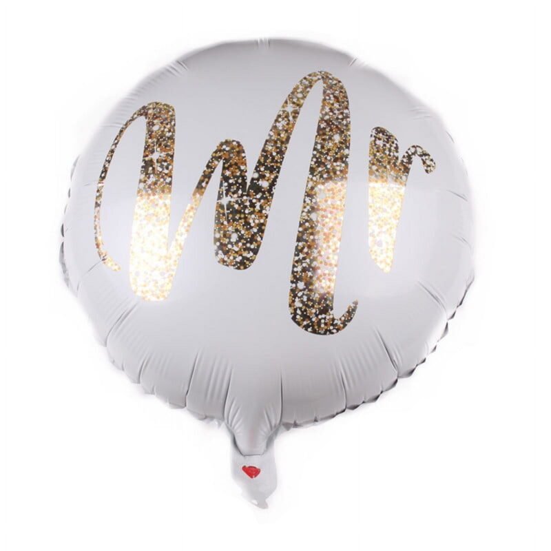 Mr. White and Gold 18" Foil Balloon for Wedding Celebrations