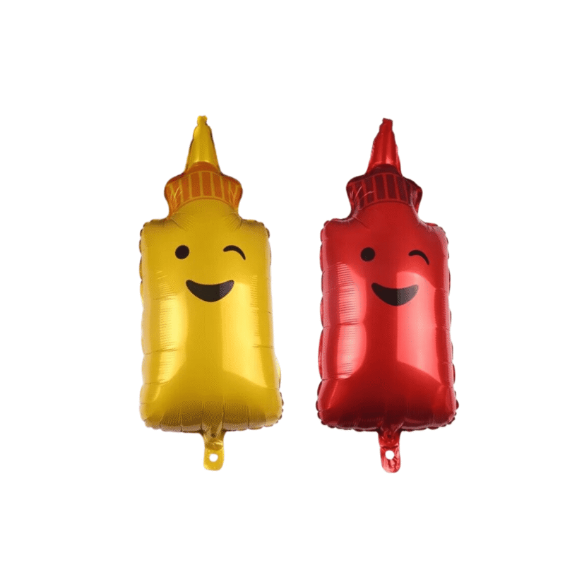 Mustard and Ketchup Foil Balloon Set for BBQ Birthday Party Food Decor