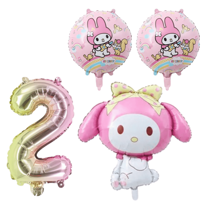 My Melody 2nd Birthday Party Balloons Set Pink Foil balloons