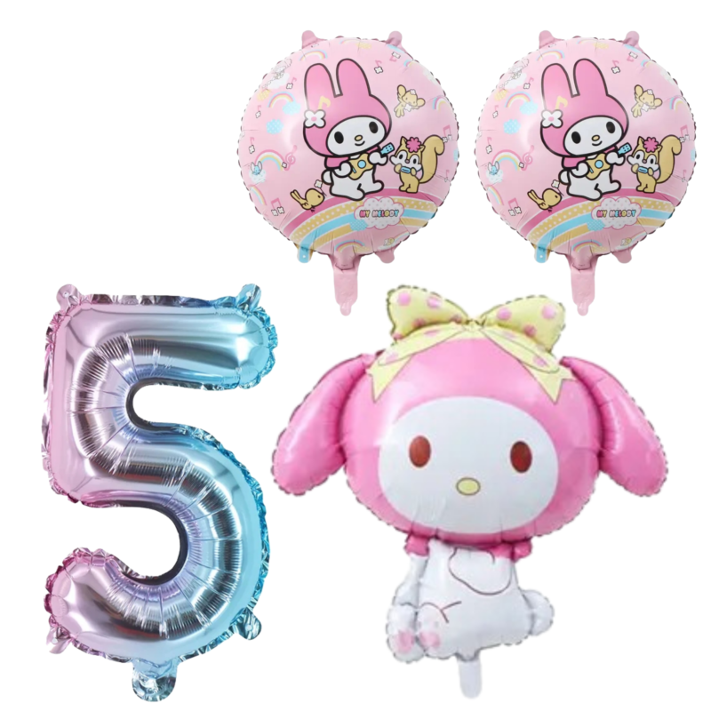 My Melody 5th Birthday Party Balloons Pink Blue 4pc balloons