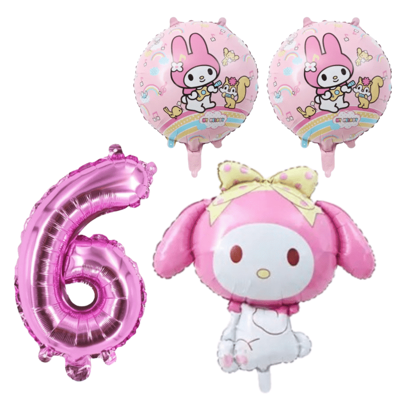My Melody 6th Birthday Party Balloons Pink Foil 4pc Set balloons