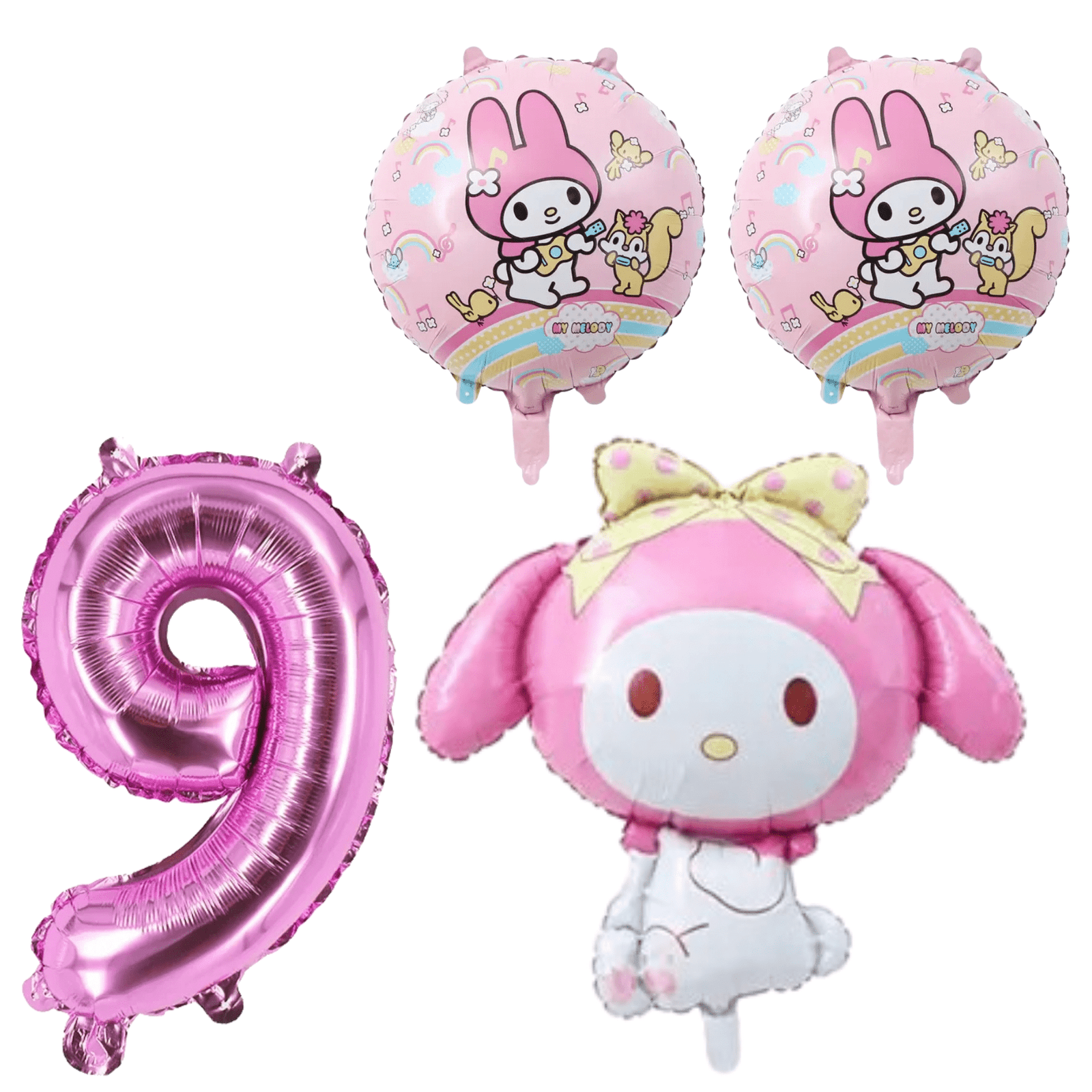 My Melody 9th Birthday Party Balloons Pink Foil 4pc balloons