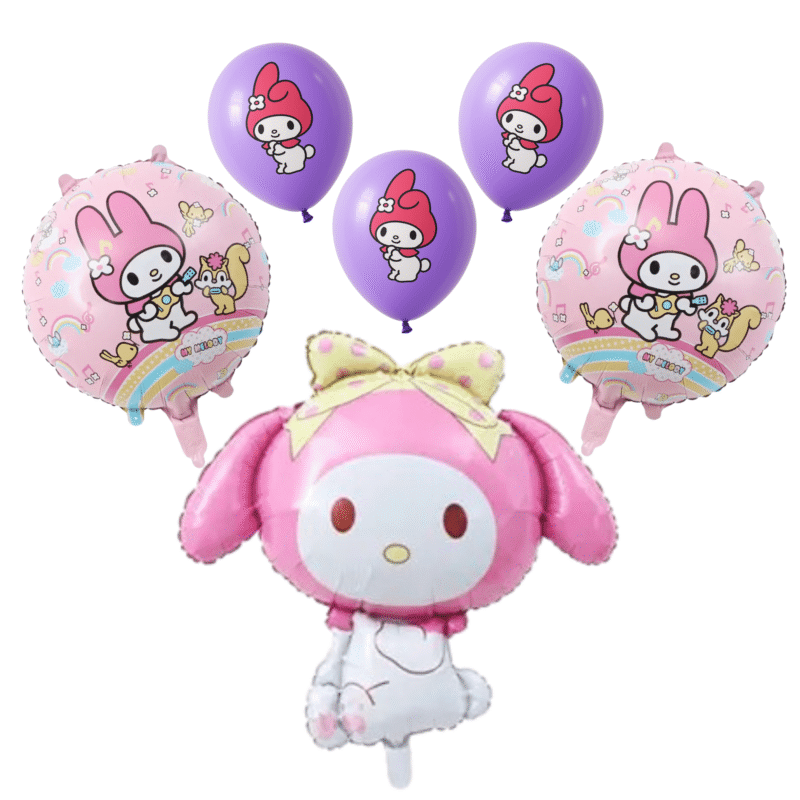 My Melody Birthday Party Balloons Pink Purple 7pc Set balloons