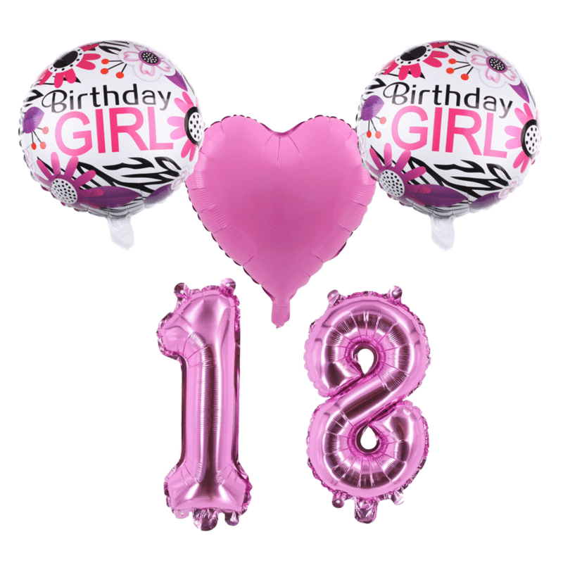 Number 18 Birthday Girl Foil Balloon Set Pink Party Decor
