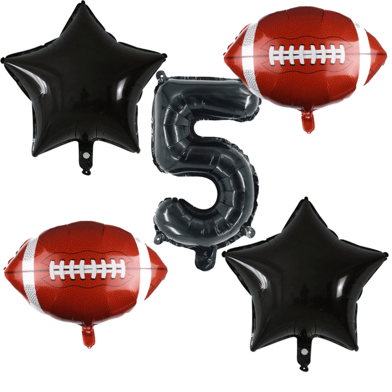 Number 5 Football Party Balloons Black Red 5th Birthday Balloons