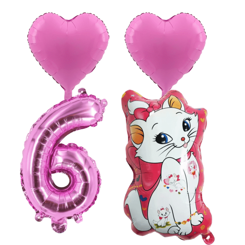 Number 6 6th Birthday Party Balloons Kit Mari Cat Pink Foil