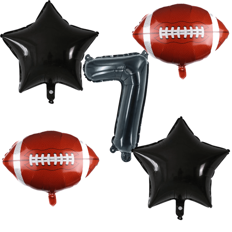 Number 7 Football Party Balloons Black Red 7th Birthday Balloons