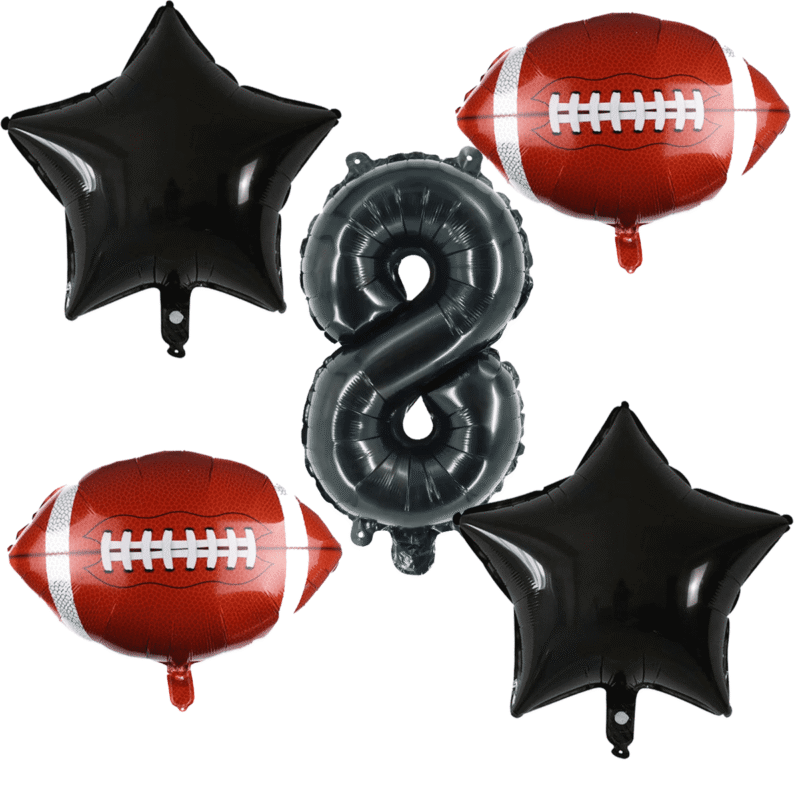 Number 8 Football Party Balloons Black Red Decor Kit Balloons