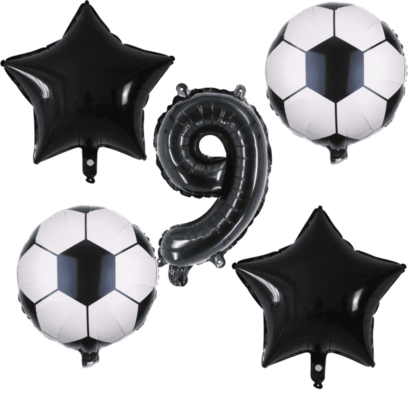 Number 9 Soccer Birthday Party Balloons Black White Foil Set Balloons