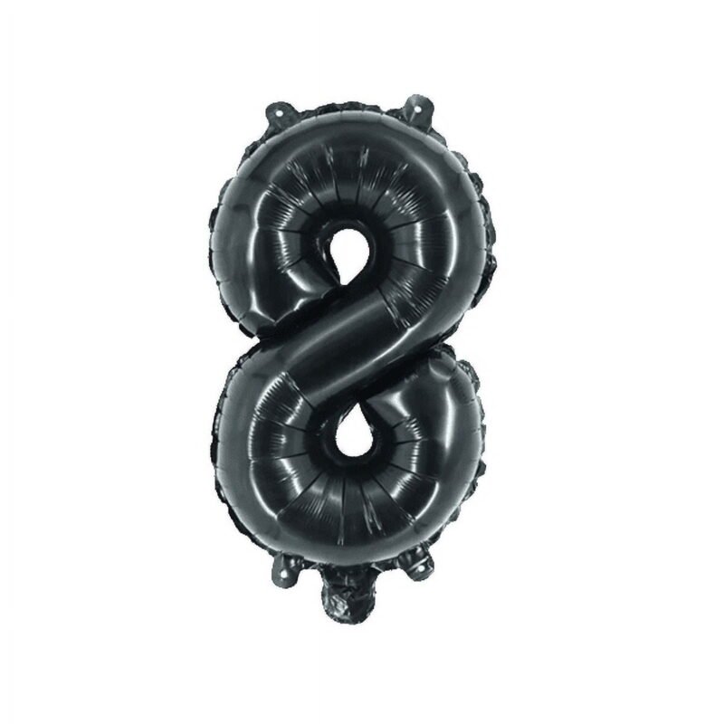 Number Eight Balloon Black Number 8 Balloon 32" Foil Mylar Black Number Balloon