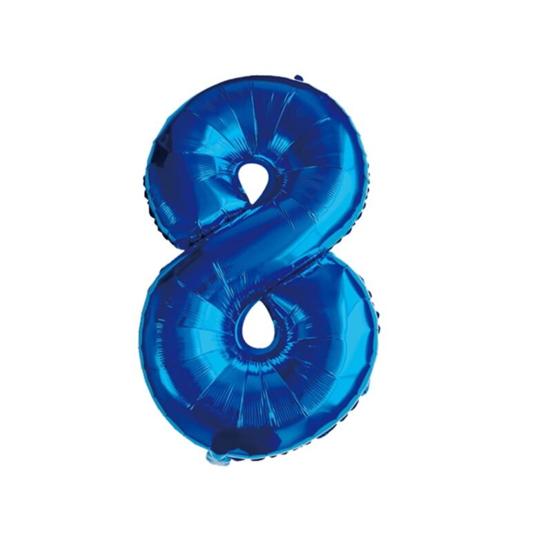 Number Eight Balloon Blue Number 8 Balloon 32" Foil Mylar Blue Number Balloon