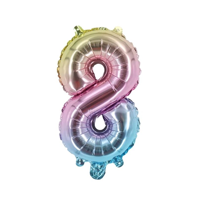 Number Eight Balloon Colorful Number 8 Balloon 32" Foil Mylar Colorful Number Balloon
