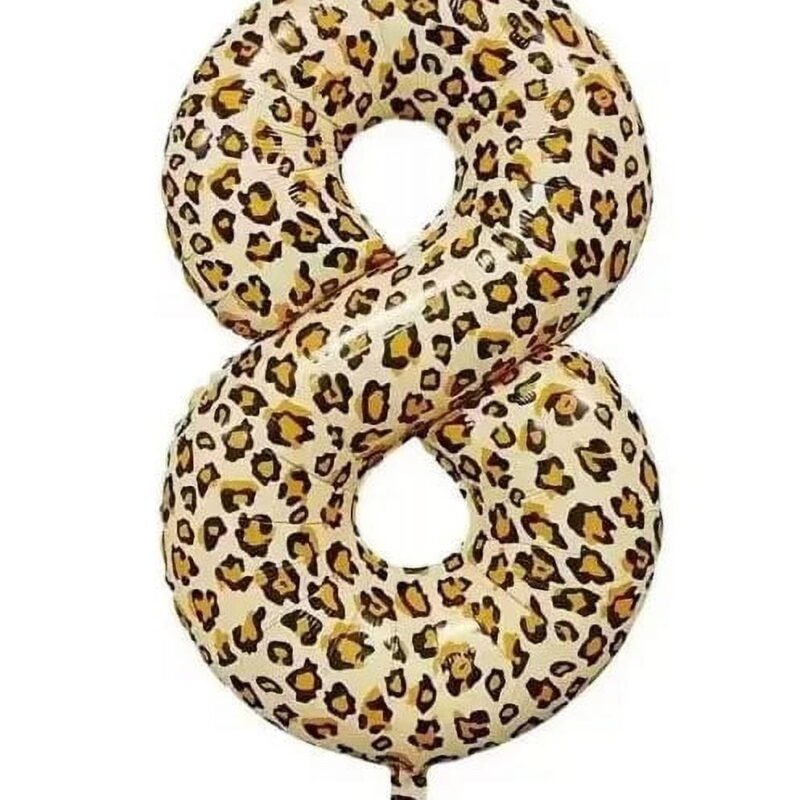 Number Eight Balloon Leopard Print Number 8 Balloon 32" Large Celebration Balloon