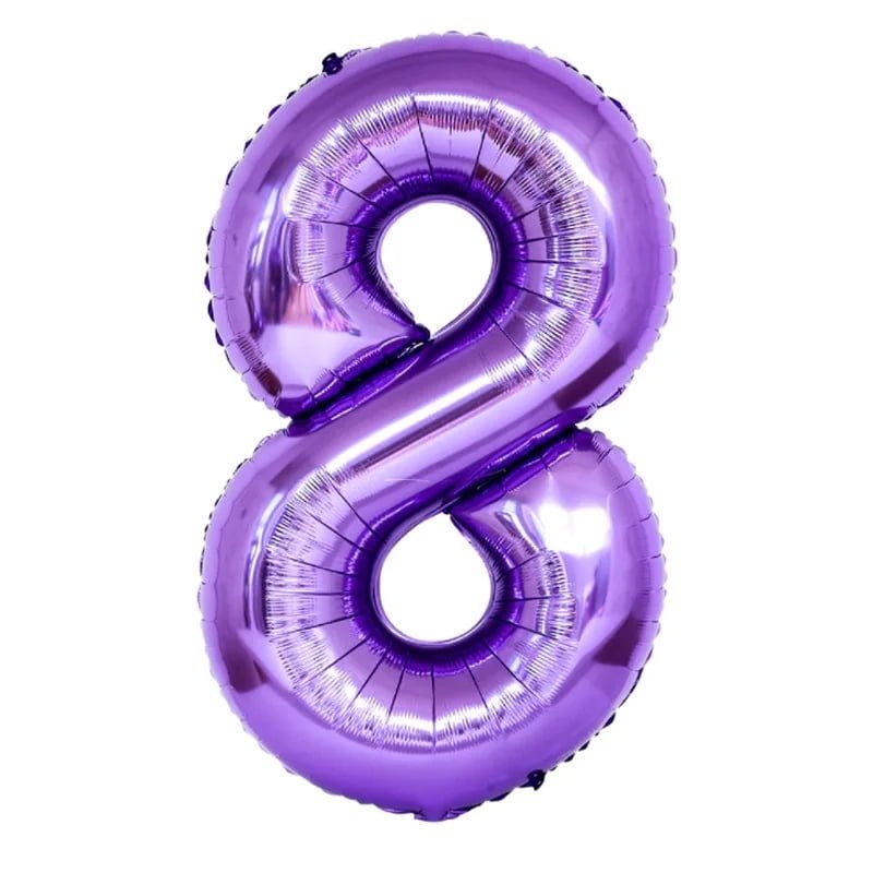 Number Eight Balloon Purple Number 8 Balloon 32" Large Celebration Decoration