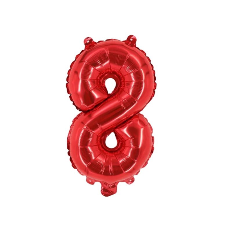 Number Eight Balloon Red Number 8 Balloon 32" Foil Mylar Red Number Balloon