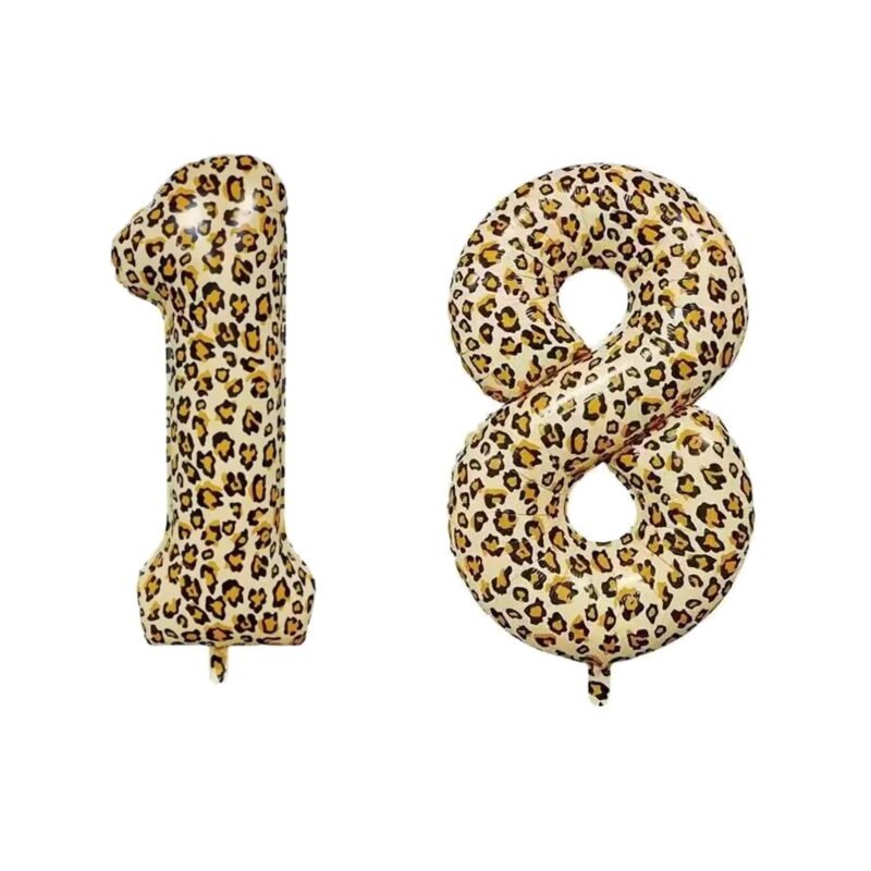 Number Eighteen Balloon Leopard Print Number 18 Balloon 32" Large Celebration Decoration